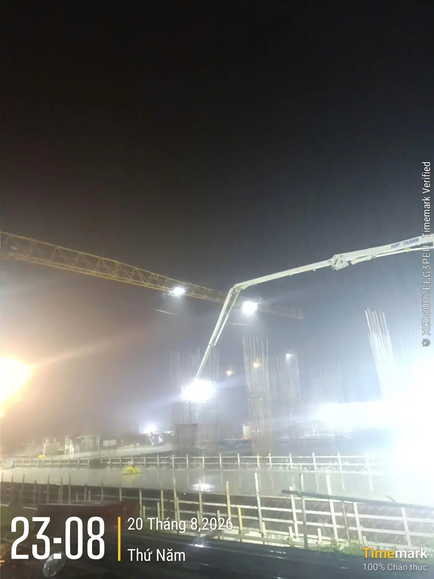 Tiến độ thi công nhà ở xã hội Minh Đức, thi công ban đêm ngày 20/08/2026