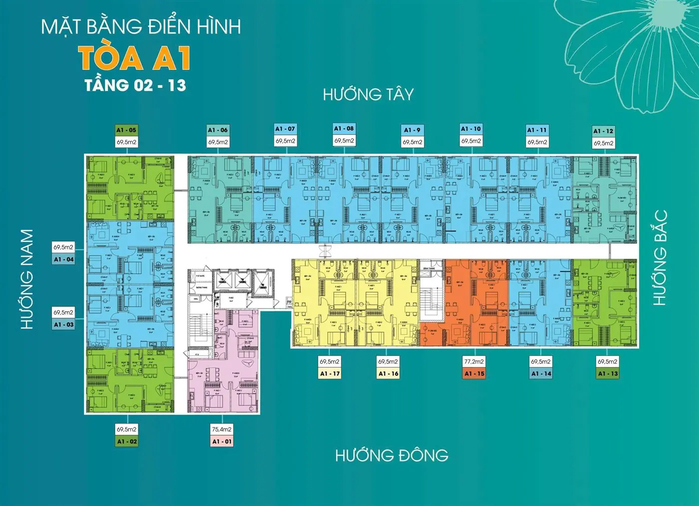 Mặt bằng chi tiết Tòa A1 NOXH Minh Đức
