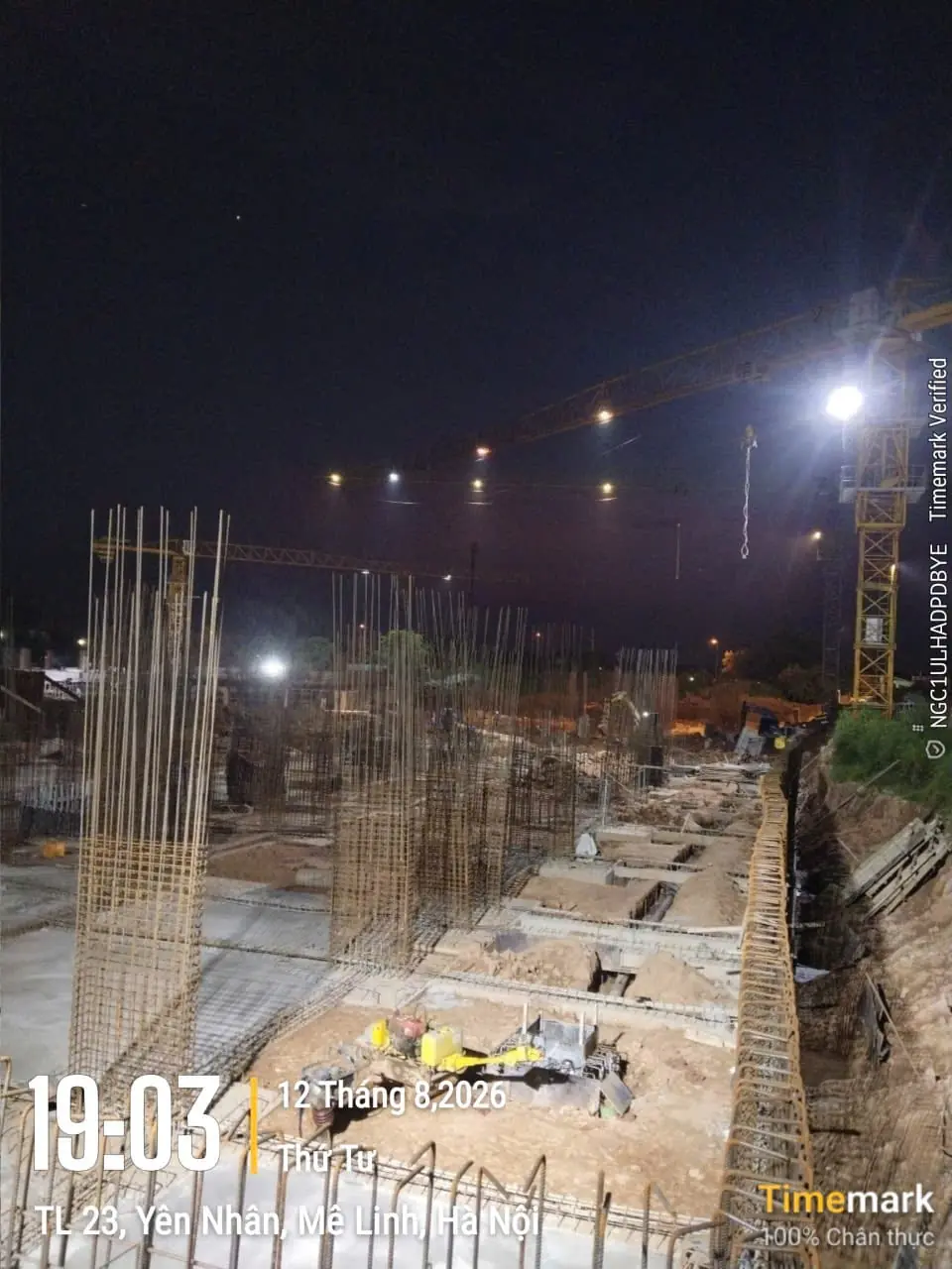 Công trường NOXH Minh Đức thi công buổi tối ngày 12/08/2026