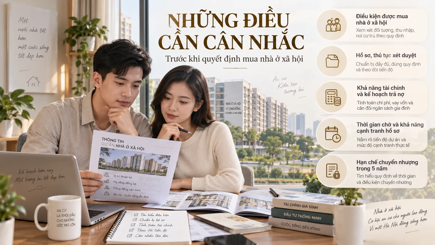 Những điều cần cân nhắc trước khi mua nhà ở xã hội: điều kiện, hồ sơ, khả năng tài chính, thời gian chờ, hạn chế chuyển nhượng trong 5 năm