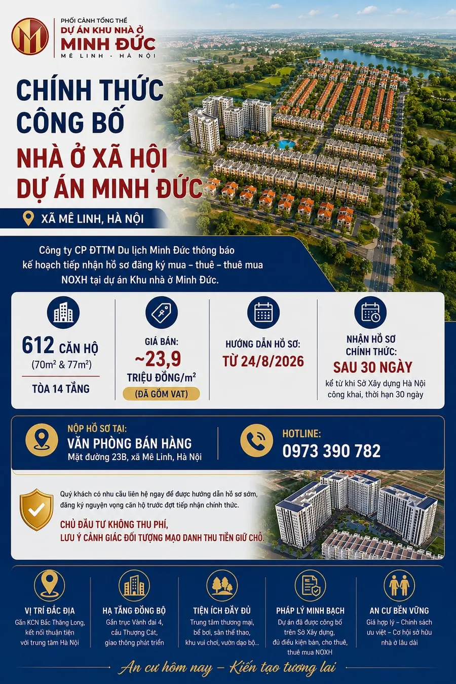 Thông báo chính thức công bố Nhà ở xã hội Minh Đức - giá bán, hồ sơ đăng ký