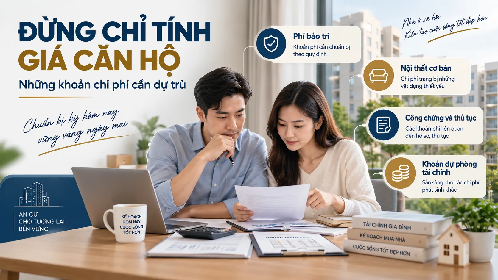 Đừng chỉ tính giá căn hộ: phí bảo trì, nội thất cơ bản, công chứng thủ tục, khoản dự phòng tài chính