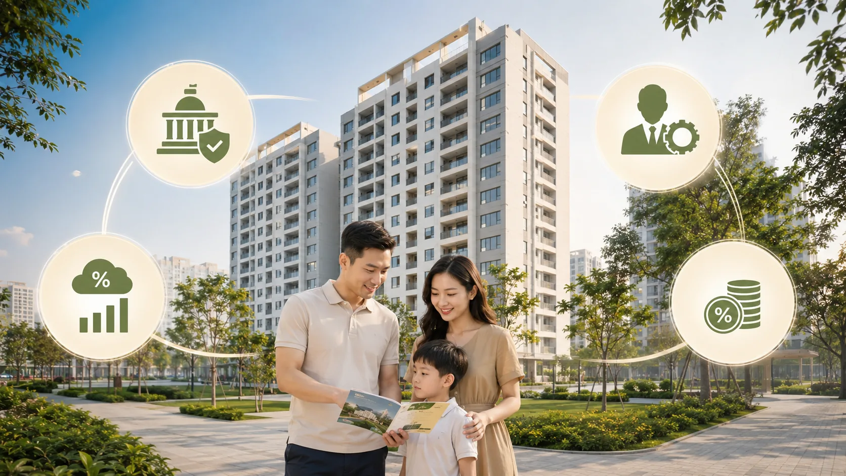 Minh họa các yếu tố chính sách, lợi nhuận định mức và ưu đãi thuế cấu thành giá nhà ở xã hội